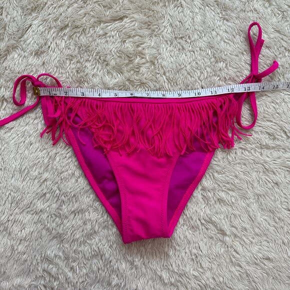 Small / Medium Hot Pink Fringe Bikini Bottom Swimsuit Swim - Picture 4 of 5
